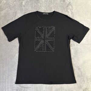 Smash shirt Union Jack British Flag Black Safety Pins Men's Clubwear Punk Grunge